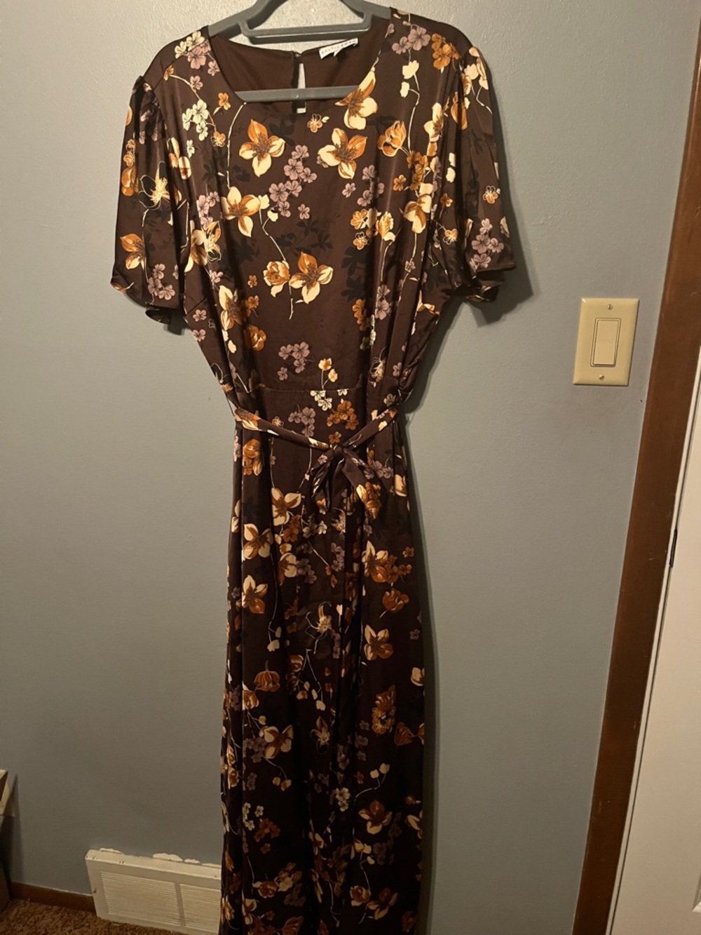 Baltic Born Brown Floral Maxi Dress with Tie Waist